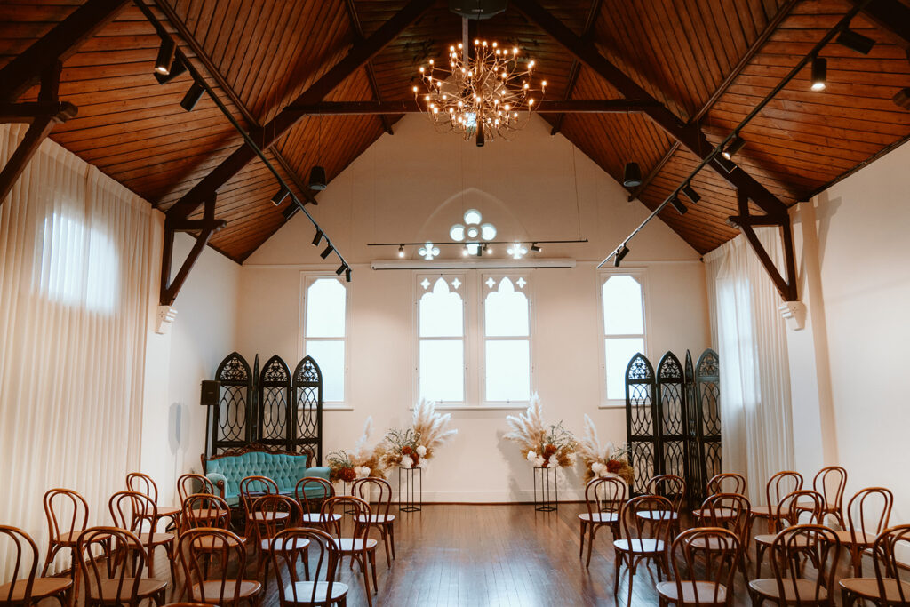 Wedding ceremony setting at MacKenzie Quarters wedding venue Bendigo