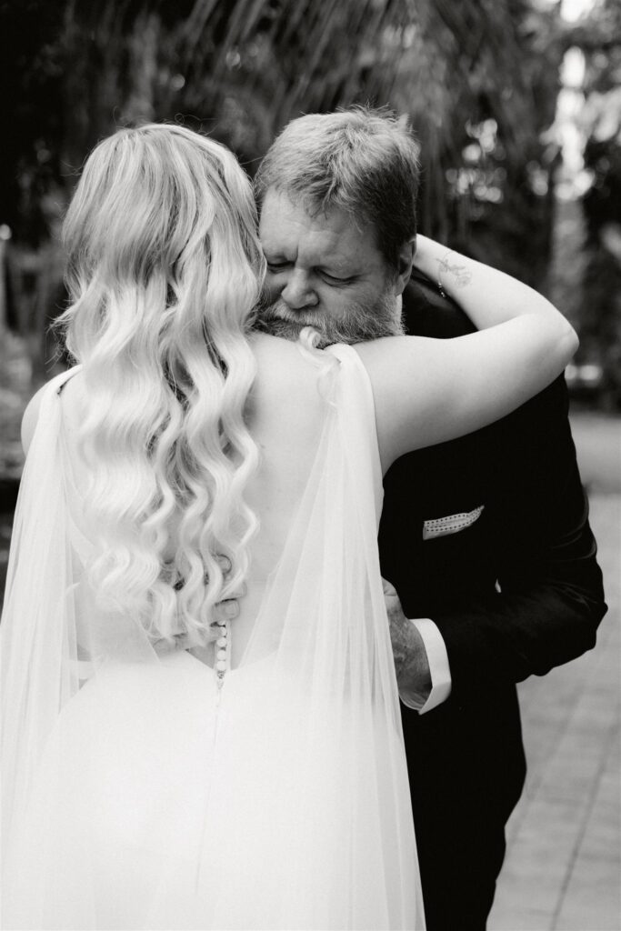 Father daughter first look on her wedding day