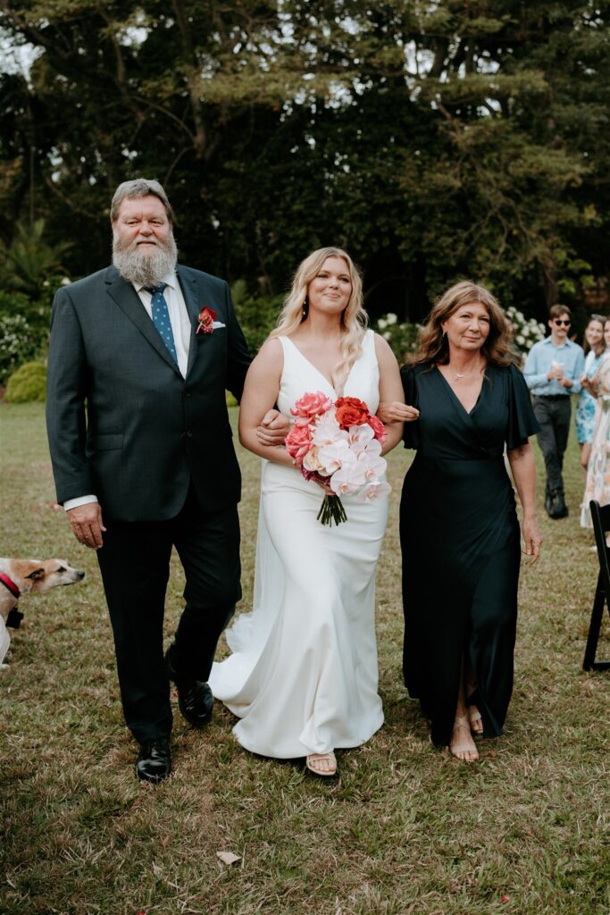 Bride walking down the aisle